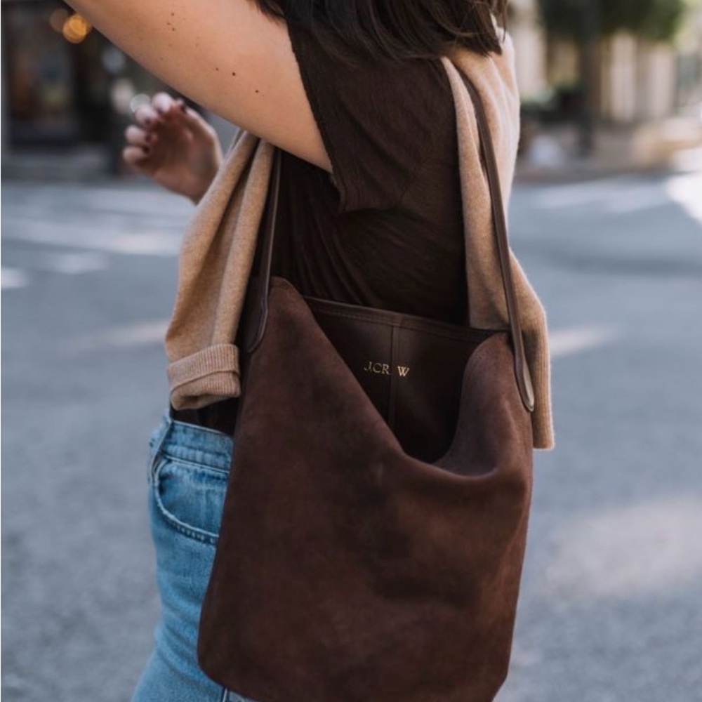 SOLD- J Crew Berkeley half suede half leather bucket bag